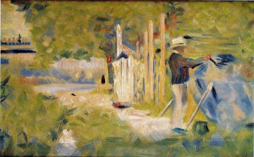 Georges Seurat Painting - man painting his boat 1883